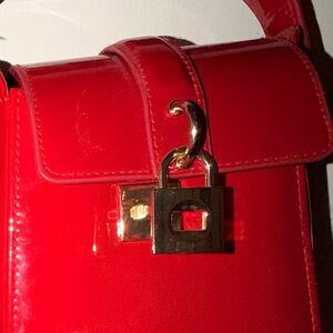 Aldo Red Patent Leather Mini Lock Satchel - Women